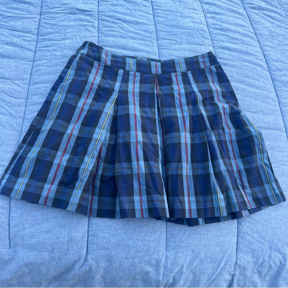 Parker Blue/Red Plaid School Uniform Pleated Mini Skirt Juniors Size 13